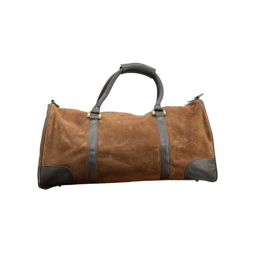 Marlboro Vintage Bag Leather Suede Grit Weekender Duffel Bag Brown Large Travel
